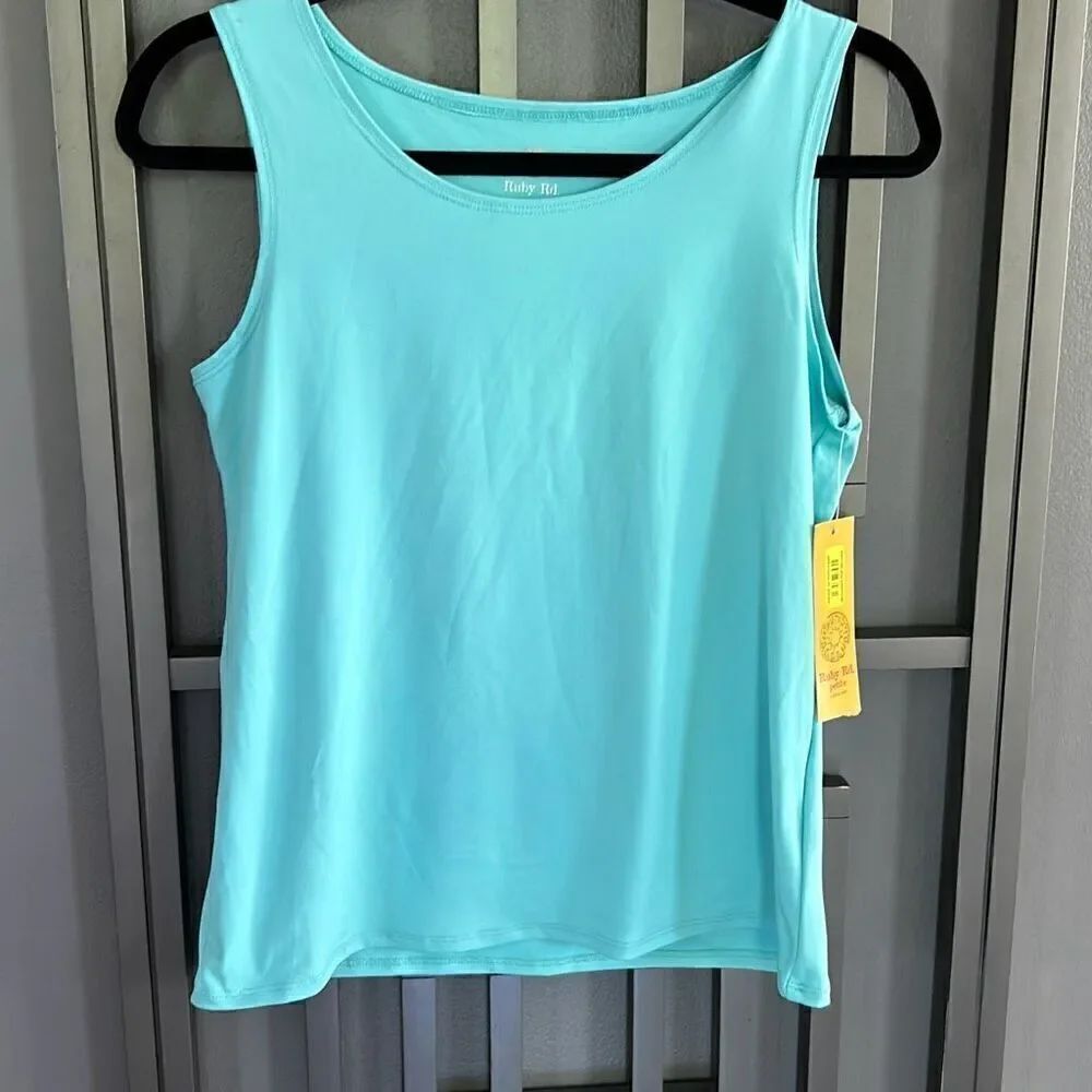 NWT Ruby rd. turquoise Lyra classic top sleeveless size PS
